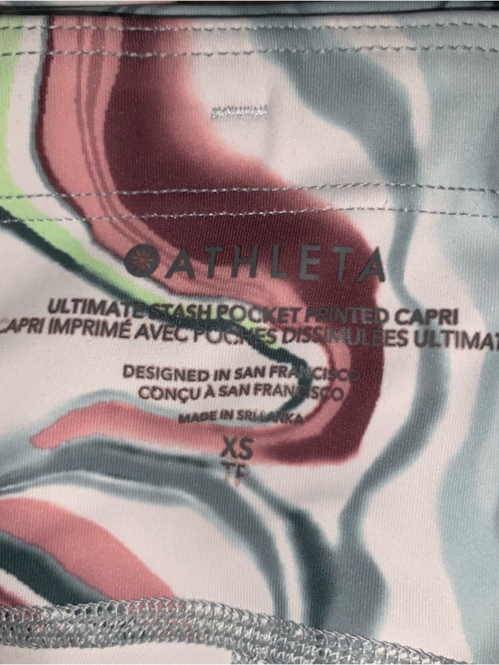 Athleta Multi-Color Marble Print Leggings - Pink, Gray, Green - Picture 3 of 5